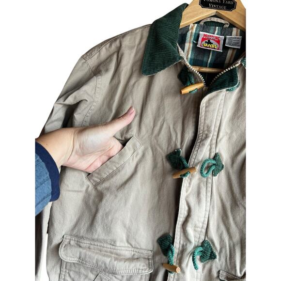 VTG 90s Mickey Inc Kids size L 8/10 Winnie Pooh Khaki Flannel Button Up Jacket - Picture 7 of 14